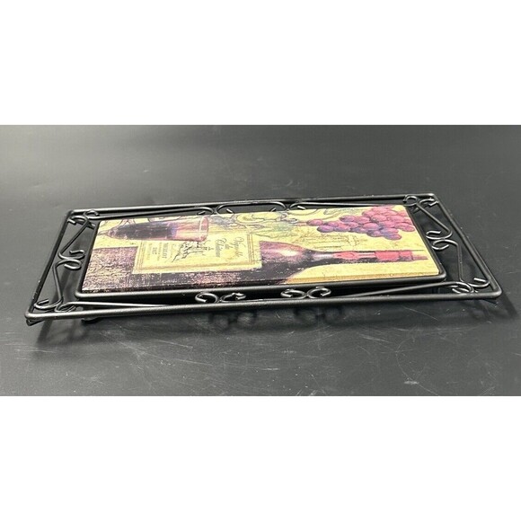 Wine Wall Hangings with Ceramic Tiles and Black Iron Trim Merlot and French 2 - Picture 9 of 12